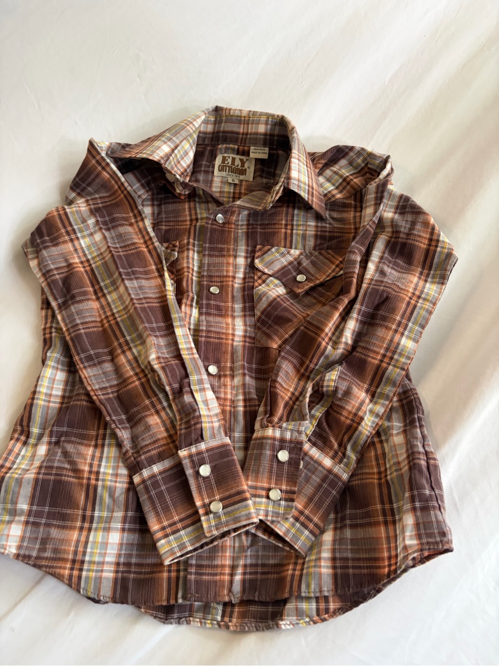 Ely Cattleman Girls Size 8 Western Pearl Snap Shirt Long Sleeve Button Up